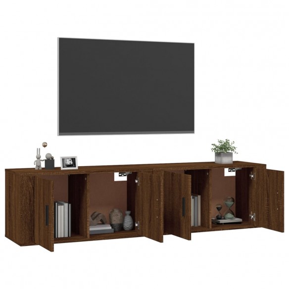 Meubles TV muraux 2 pcs chêne marron 80x34,5x40 cm