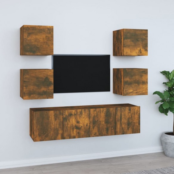 Ensemble de meubles TV 6 pcs Chêne fumé Bois d'ingénierie