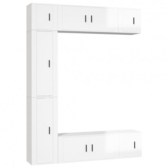 Ensemble de meubles TV 7 pcs Blanc brillant Bois d'ingénierie