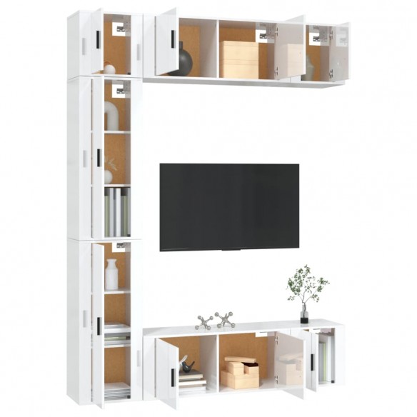 Ensemble de meubles TV 7 pcs Blanc brillant Bois d'ingénierie