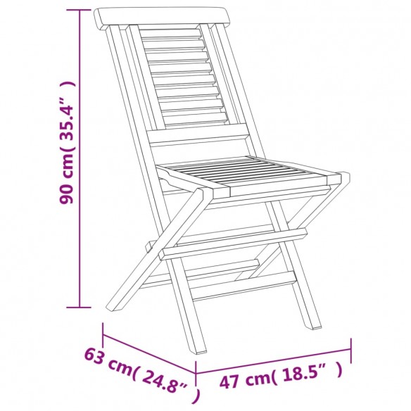 Chaises de jardin pliantes 6 pcs 47x63x90 cm bois massif teck