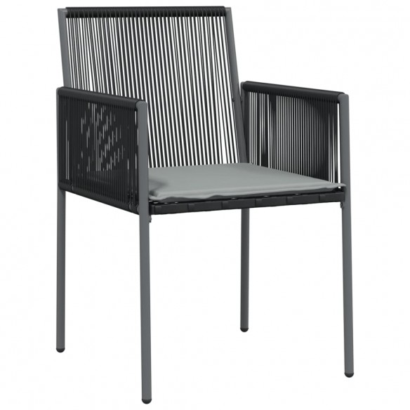 Chaises de jardin et coussins lot de 2 noir 54x60,5x83,5 cm