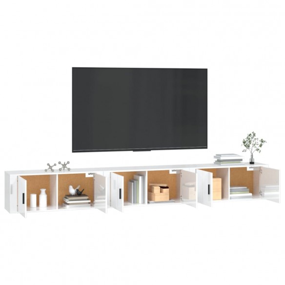 Meubles TV muraux 3 pcs blanc brillant 100x34,5x40 cm