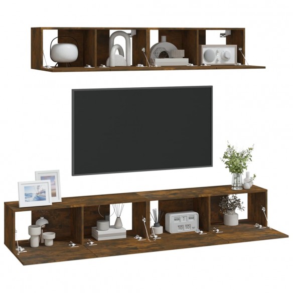 Ensemble de meubles TV 4 pcs Chêne fumé Bois d'ingénierie