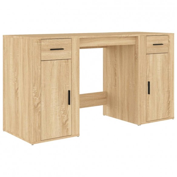 Bureau avec armoire chêne sonoma bois d'ingénierie