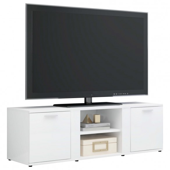 Meuble TV Blanc brillant 120x34x37 cm Aggloméré