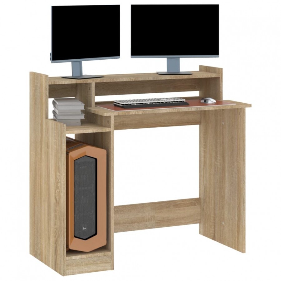 Bureau avec lumières LED Chêne 97x45x90 cm 