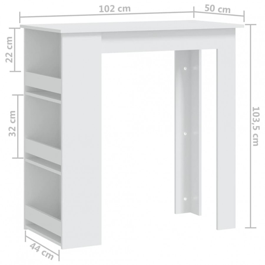Table de bar avec rangement Blanc 102x50x103,5 cm Aggloméré Table de bar avec rangement Blanc 102x50x103,5 cm Aggloméré