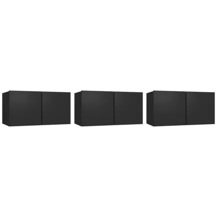 Meubles TV suspendus 3 pcs Noir 60x30x30 cm 2
