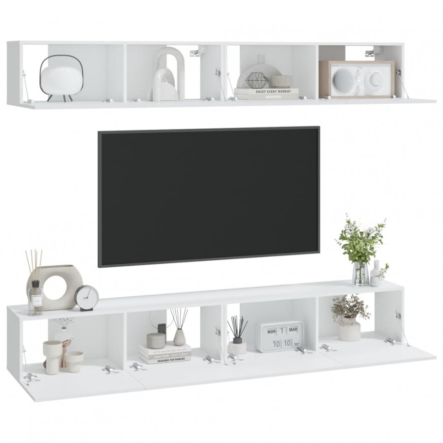 Meubles TV muraux 4 pcs Blanc 100x30x30 cm Meubles TV muraux 4 pcs Blanc 100x30x30 cm