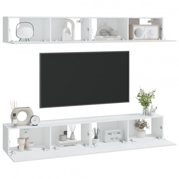 Meubles TV muraux 4 pcs Blanc 100x30x30 cm