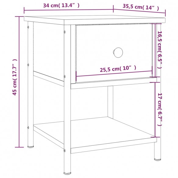 Table de chevet sonoma gris 34x35,5x45 cm bois d'ingénierie