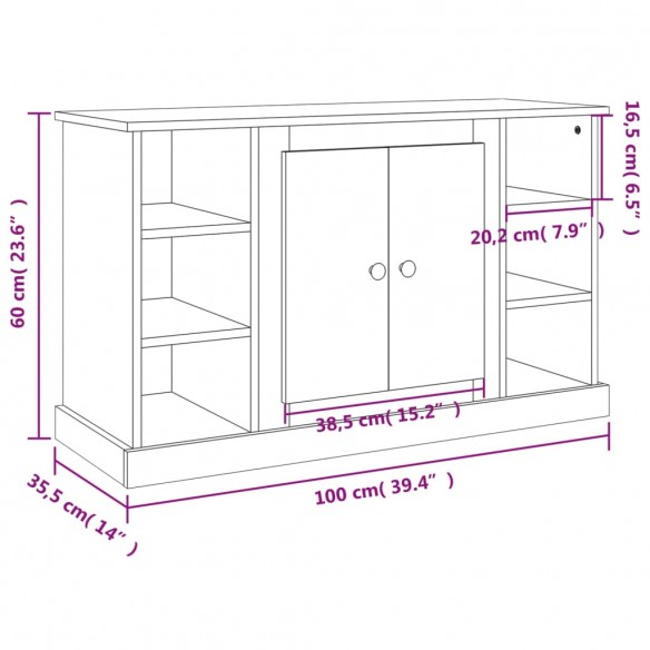 Buffet Chêne fumé 100x35,5x60 cm Bois d'ingénierie