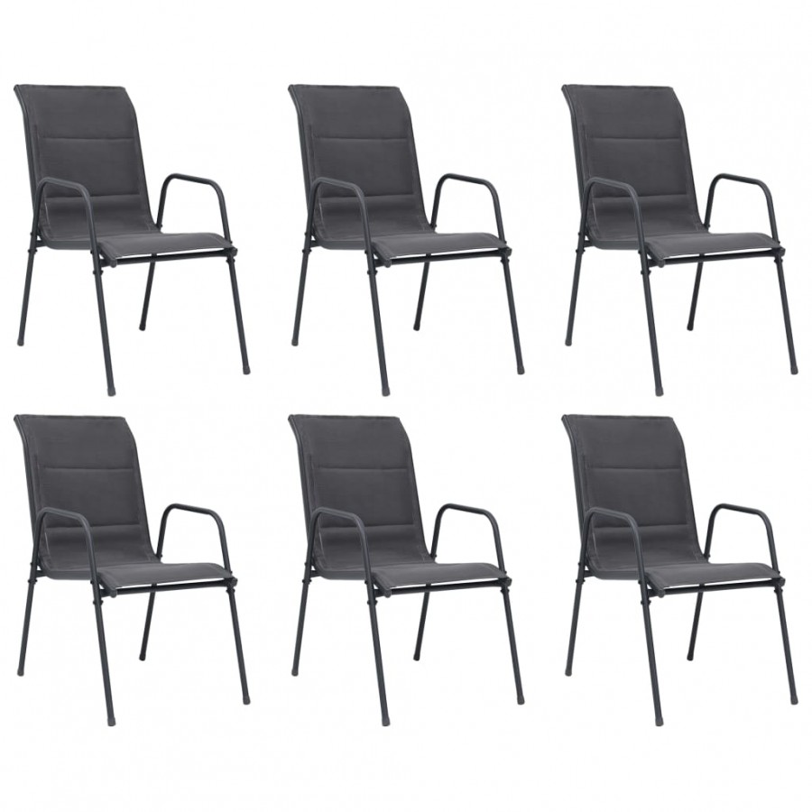 Chaises empilables de jardin 6pcs Acier et textilène Anthracite