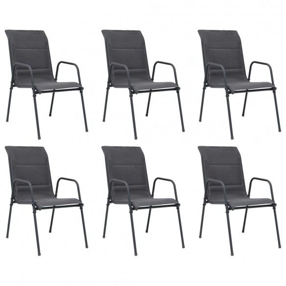 Chaises empilables de jardin 6pcs Acier et textilène Anthracite