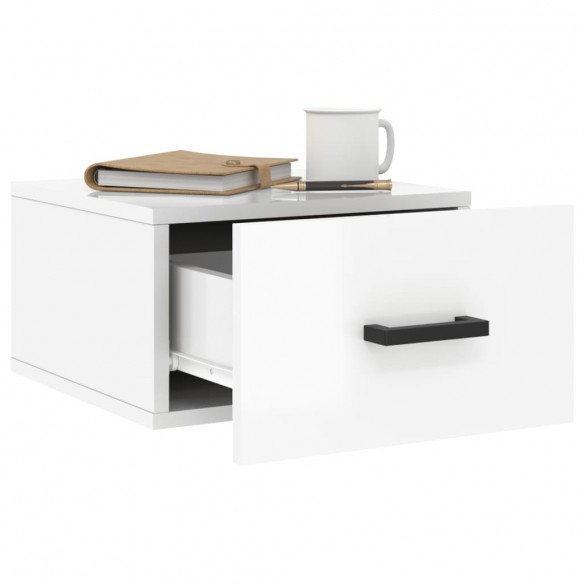 Tables de chevet murales 2 pcs blanc brillant 35x35x20 cm