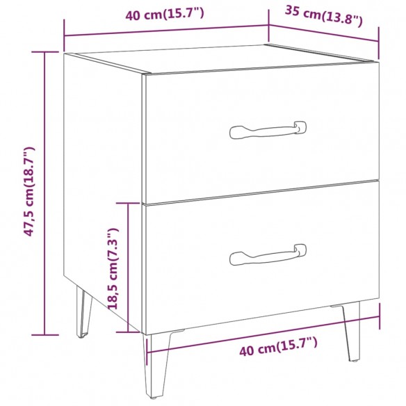 Tables de chevet 2 pcs Sonoma gris 40x35x47,5 cm