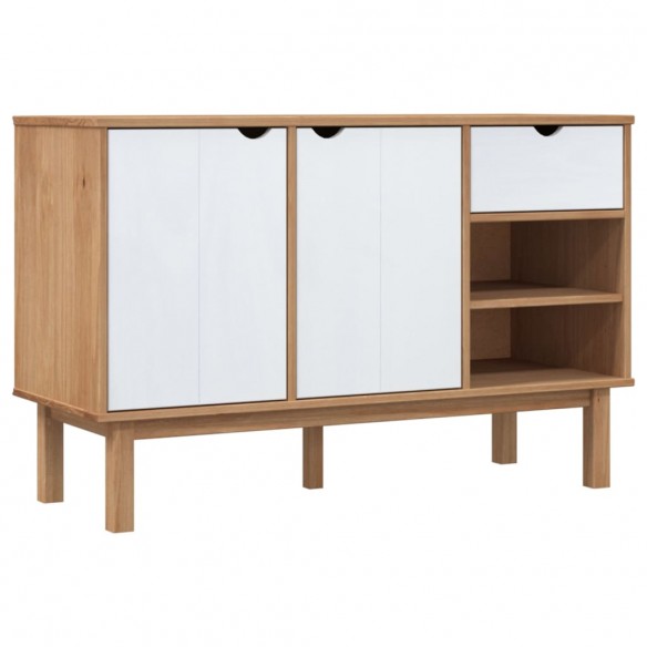 Buffet OTTA Marron et blanc 114x43x73,5 cm Bois massif pin