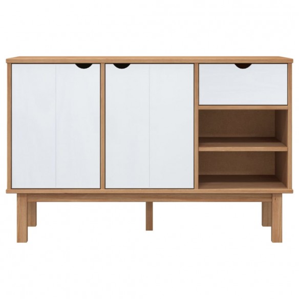 Buffet OTTA Marron et blanc 114x43x73,5 cm Bois massif pin