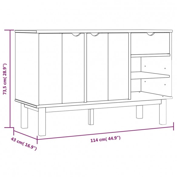 Buffet OTTA Marron et blanc 114x43x73,5 cm Bois massif pin