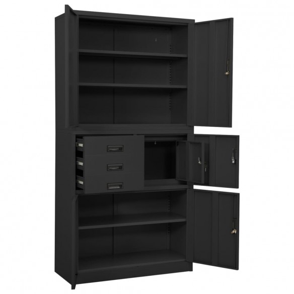 Armoire de bureau Anthracite 90x40x180 cm Acier