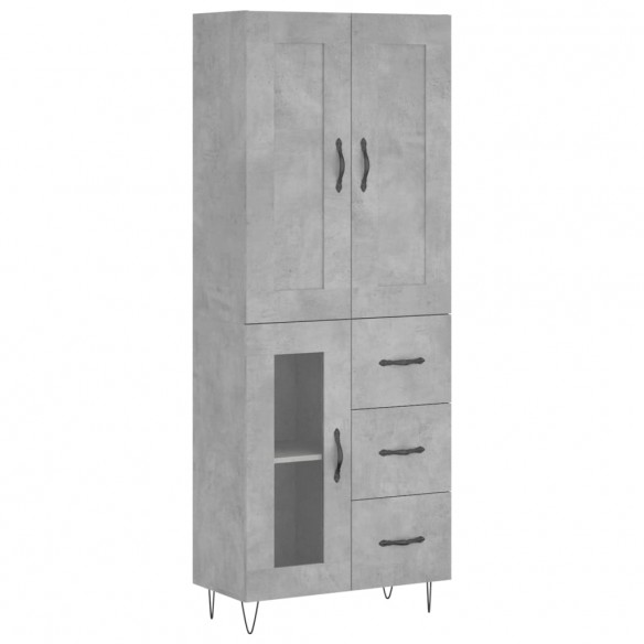 Buffet haut Gris béton 69,5x34x180 cm Bois d'ingénierie