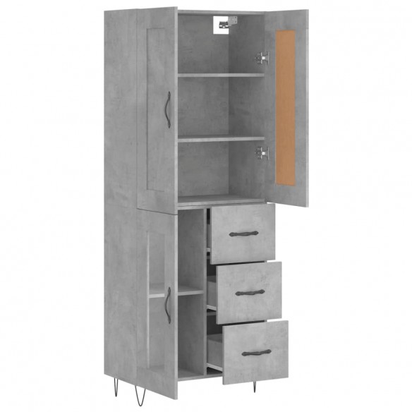 Buffet haut Gris béton 69,5x34x180 cm Bois d'ingénierie