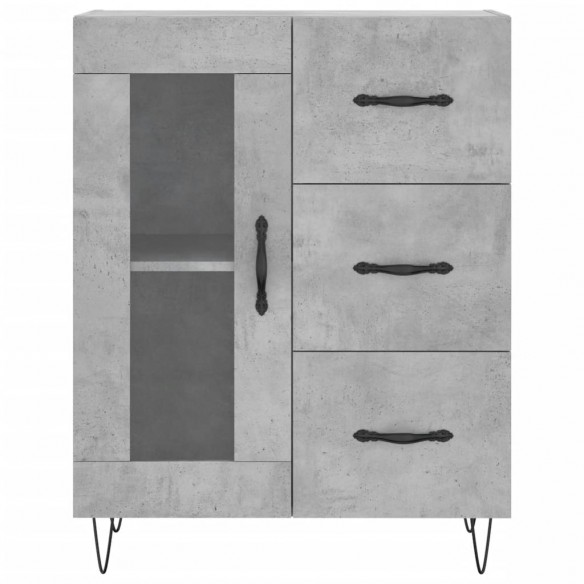 Buffet haut Gris béton 69,5x34x180 cm Bois d'ingénierie