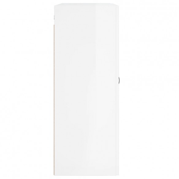 Armoires murales 2 pcs blanc brillant bois d'ingénierie