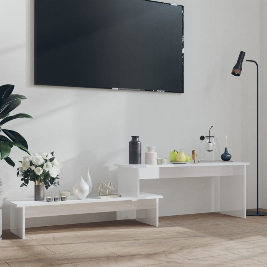 Meuble TV Blanc brillant 180x30x43 cm Aggloméré