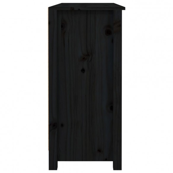 Buffet Noir 100x35x74,5 cm Bois massif de pin