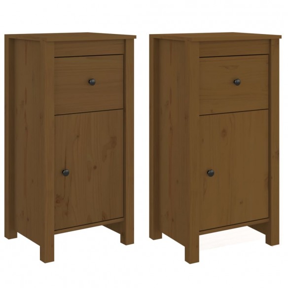 Buffets 2 pcs Marron miel 40x35x80 cm Bois massif de pin