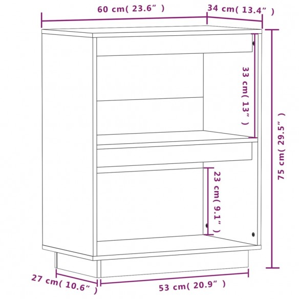 Armoire console 60x34x75 cm Bois de pin solide