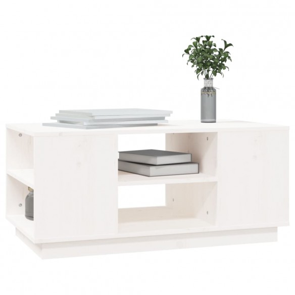 Table basse Blanc 90x49x40,5 cm Bois massif de pin