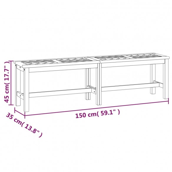 Banc de jardin 150 cm bois massif d'acacia