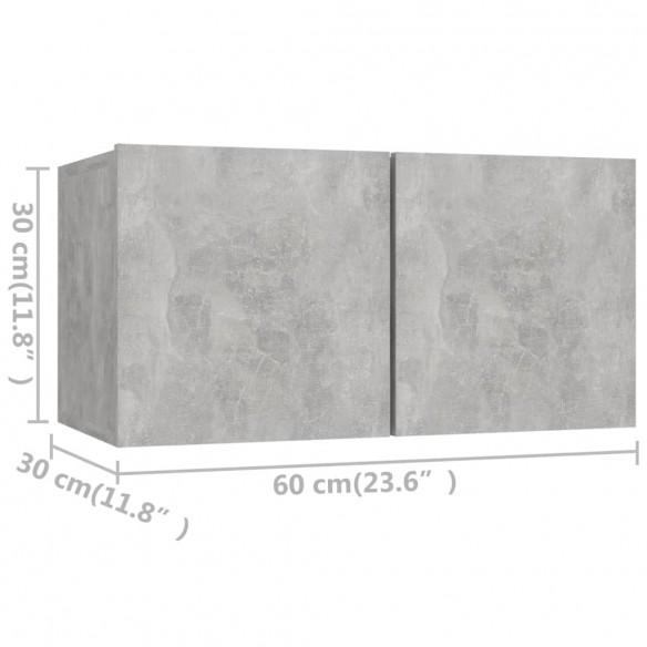 Ensemble de meuble TV 4 pcs Gris béton Aggloméré