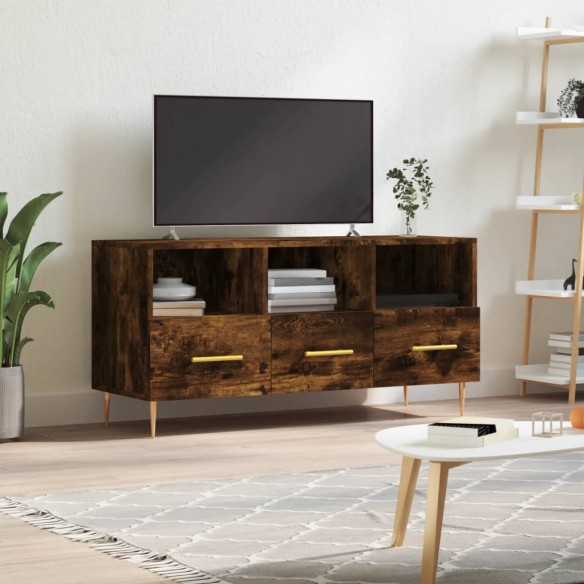 Meuble TV chêne fumé 102x36x50 cm bois d'ingénierie