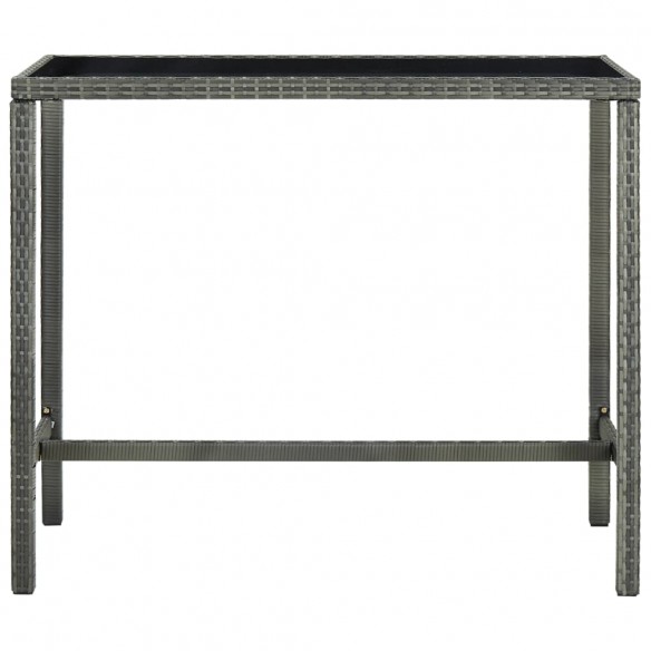 Table bar de jardin Gris 130x60x110 cm Résine tressée et verre
