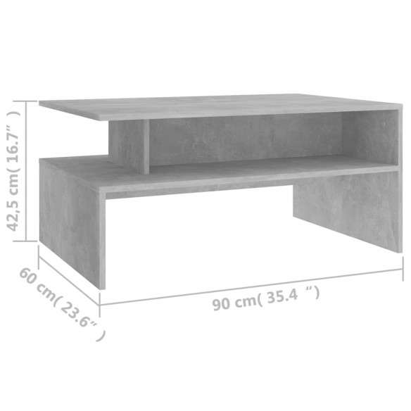 Table basse Gris béton 90x60x42,5 cm Aggloméré