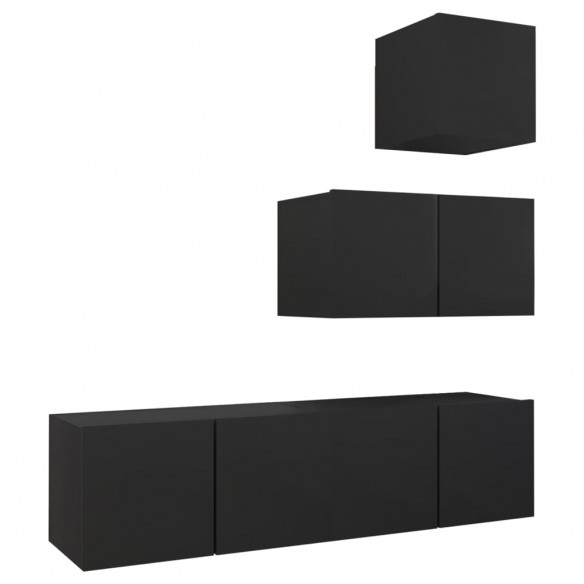 Ensemble de meuble TV 4 pcs Noir Aggloméré