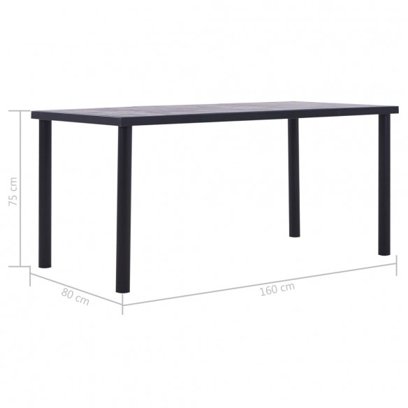 Table de salle à manger Noir et gris béton 160x80x75 cm MDF