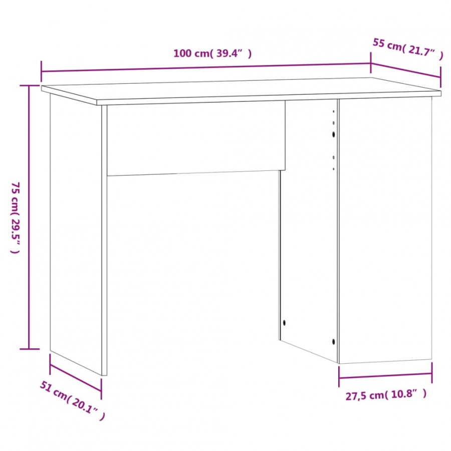 Bureau chêne sonoma 100x55x75 cm bois d'ingénierie