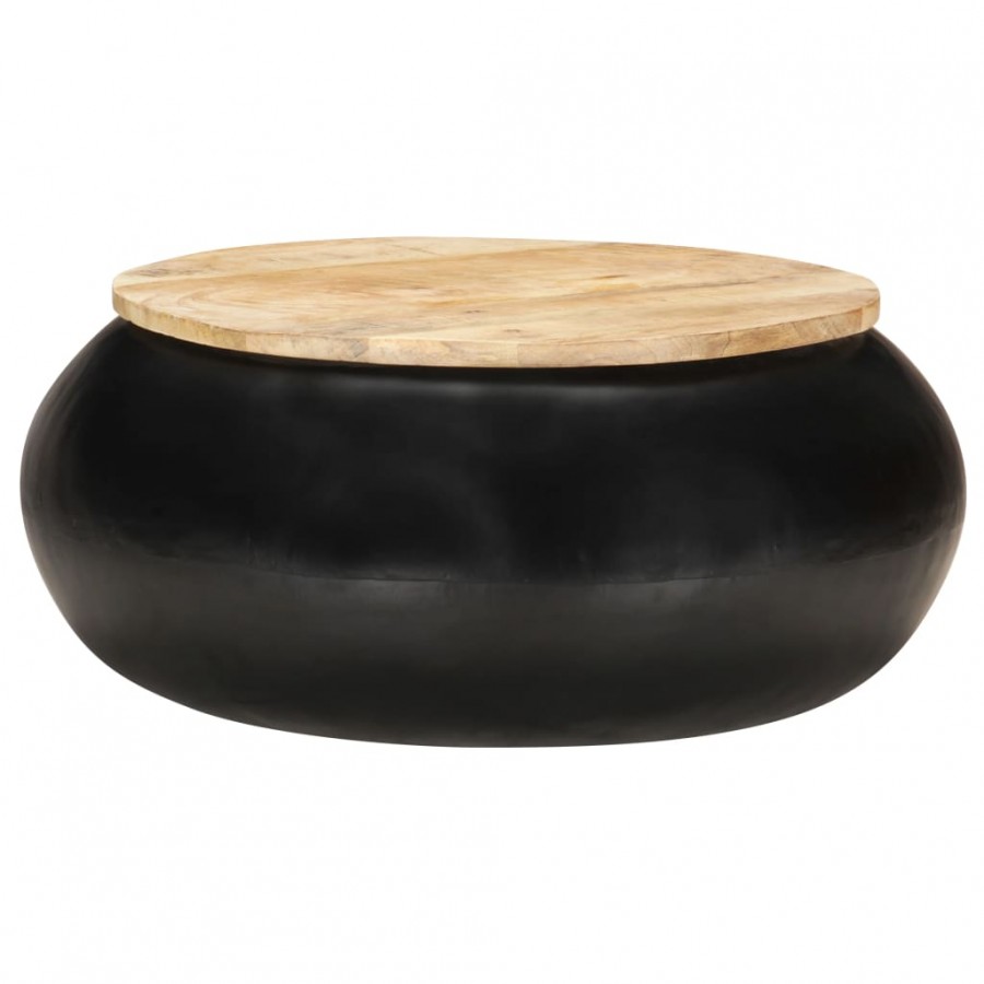 Table basse Noir 68x68x30 cm Bois de manguier solide