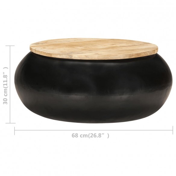 Table basse Noir 68x68x30 cm Bois de manguier solide