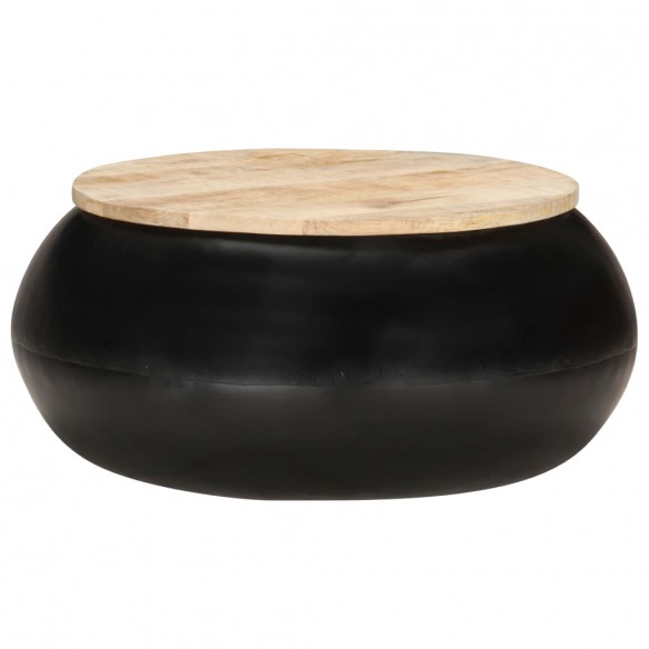 Table basse Noir 68x68x30 cm Bois de manguier solide