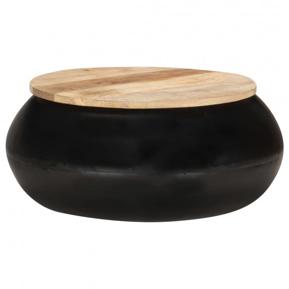 Table basse Noir 68x68x30 cm Bois de manguier solide