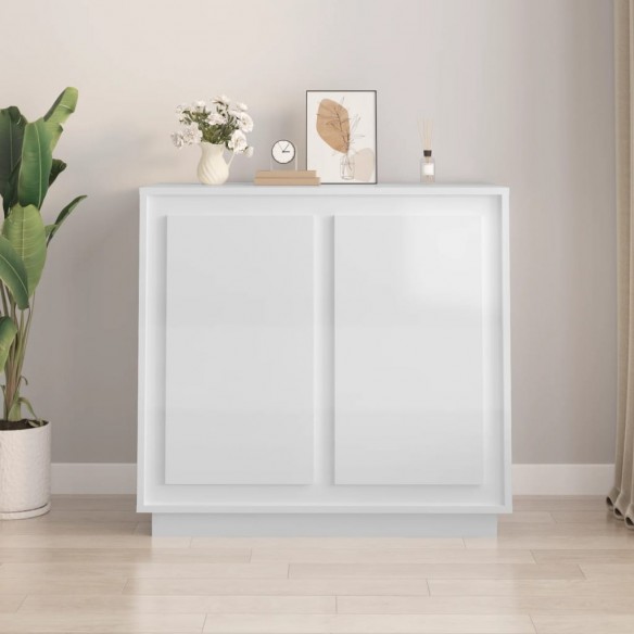 Buffet blanc brillant 80x34x75 cm bois d'ingénierie