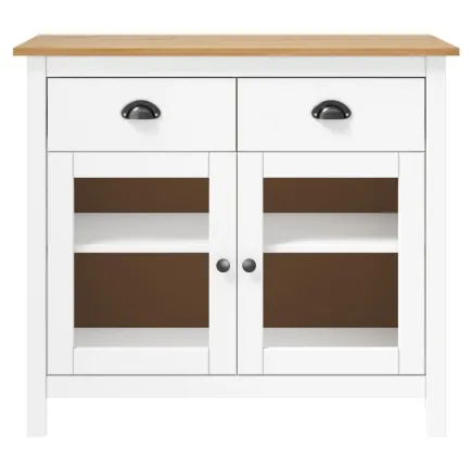 Buffet Hill Blanc 90x40x80 cm Bois de pin solide 2