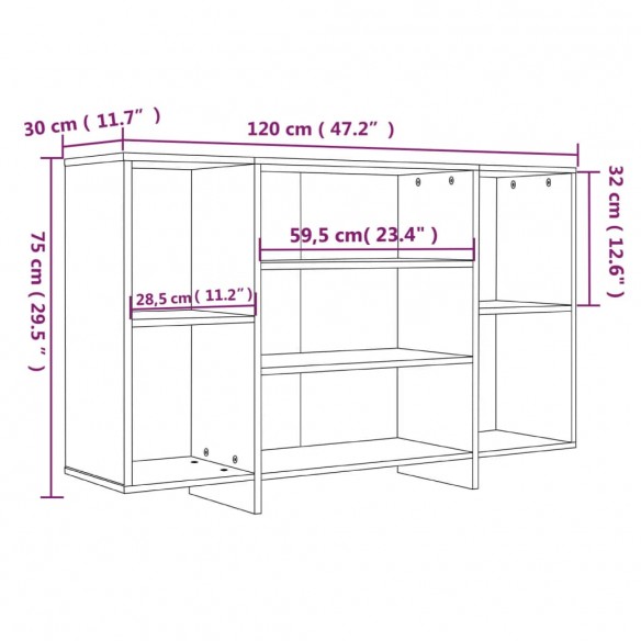 Buffet blanc brillant 120x30x75 cm bois d'ingénierie