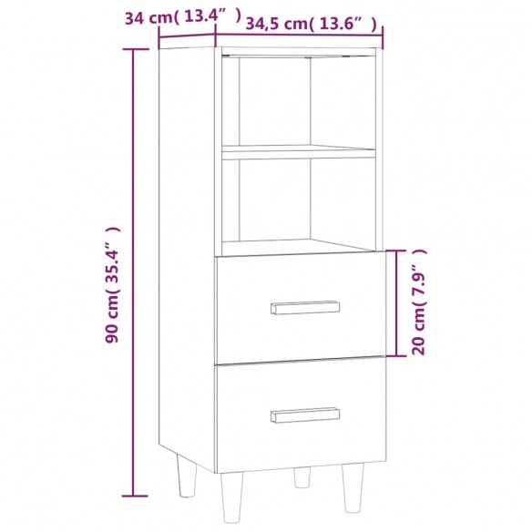 Buffet Sonoma gris 34,5x34x90 cm Bois d'ingénierie